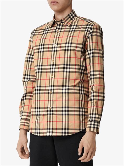 t-shirt uomo burberry check|Burberry Check cotton poplin shirt.